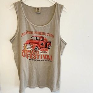 Comfort Colors Tan Lauderdale County Tomatoe Festival Tank Top 100% Cotton L